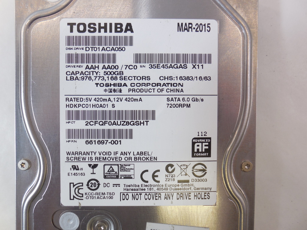 Жесткий диск 3.5 SATA 500Gb Toshiba - Pic n 277523