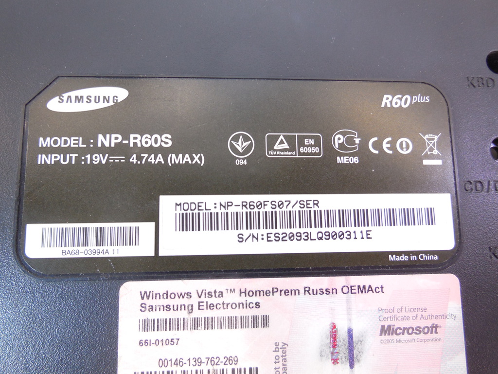Поддон Samsung R60 Plus (NP-R60S) - Pic n 283903