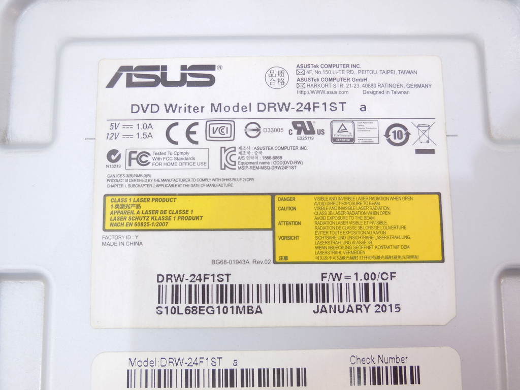 Оптический привод ASUS DRW-24F1ST Black DVD-RW DL - Pic n 287242