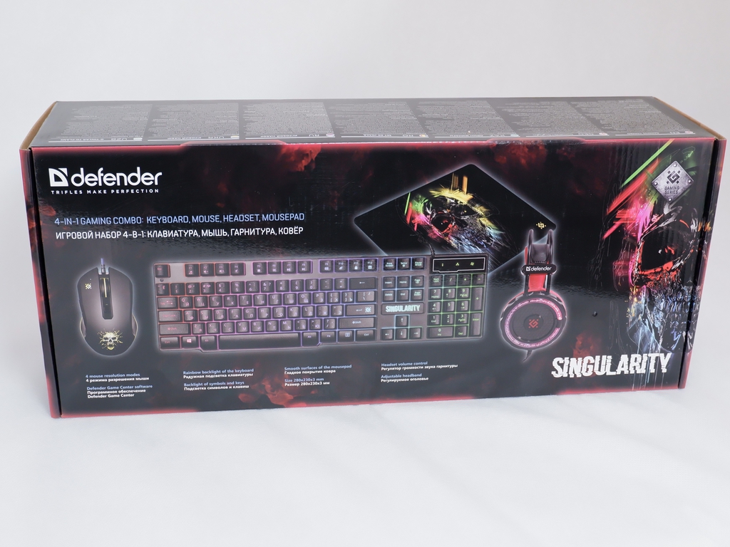 Defender Singularity Игровой набор Клавиатура и Мышь Игровые проводные с подсветкой + Наушники + Коврик - Pic n 310139
