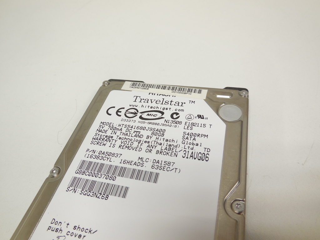 Жесткий диск 2,5" SATA 80Gb Hitachi Travelstar 5K160 (HTS541680J9SA00) - Pic n 257674